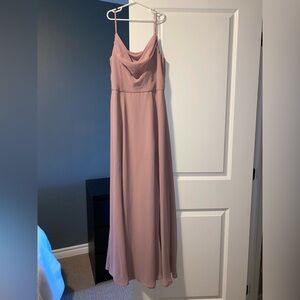 Mauve cowl neck formal dress